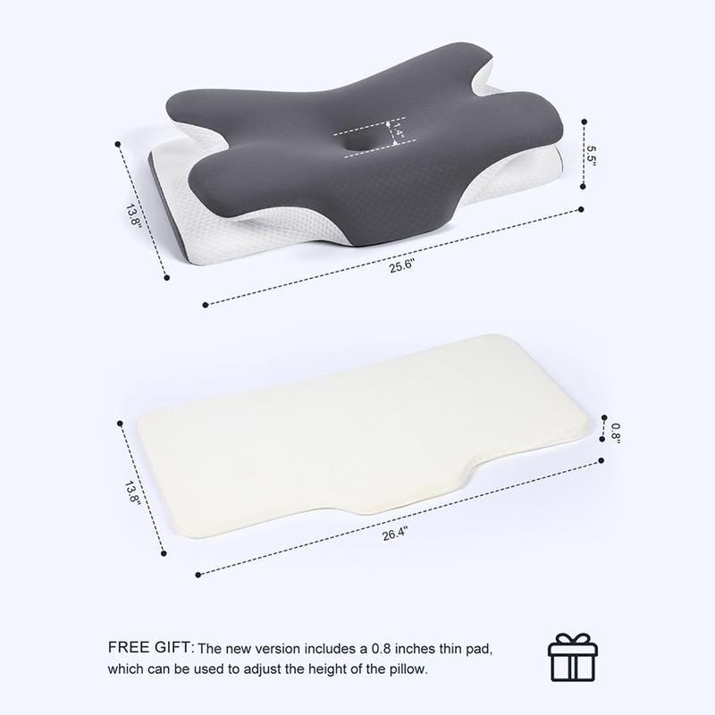 Cervical Cooling Ergonomic Pillow – Adjustable Memory Foam Neck Support Pillow for Neck & Shoulder Pain Relief