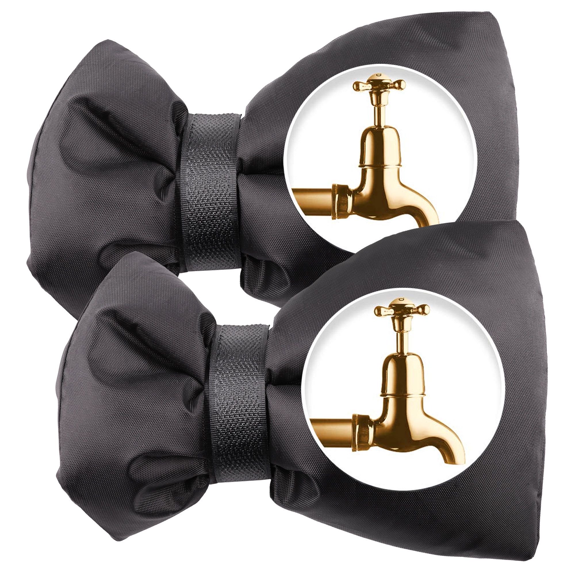 2 Pack Outdoor Faucet Cover for Winter – Insulated Faucet Sock with Secure Straps for Freeze Protection