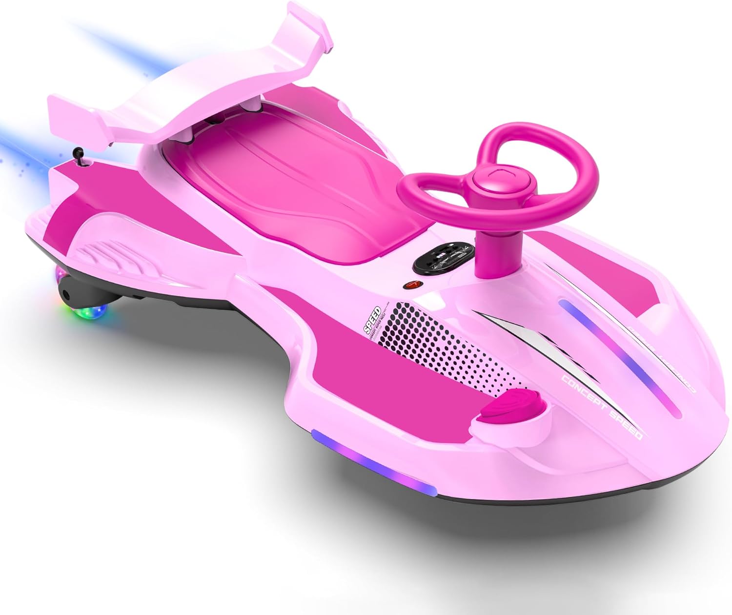 12V Electric Wiggle Car for Kids – Rechargeable 2-in-1 Swing Ride-On Toy with Pedal, Backrest, Lights, Music & Anti-Rollover, Ages 3+