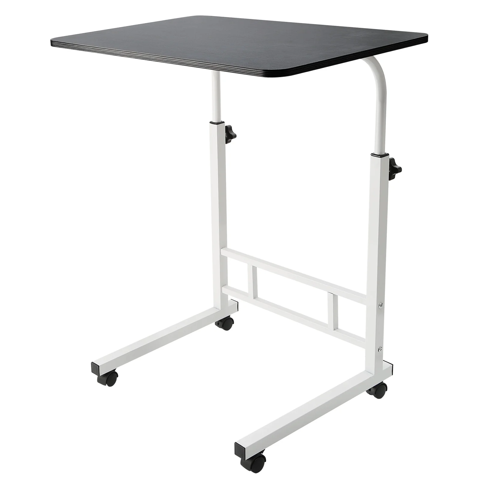 Side Table with Wheels, End Table for Living Room Bedroom, Snack Side Table with Castors, Portable Mobile C Shaped End Table Height Adjustable Computer Stand Portable Workstation Snack Table