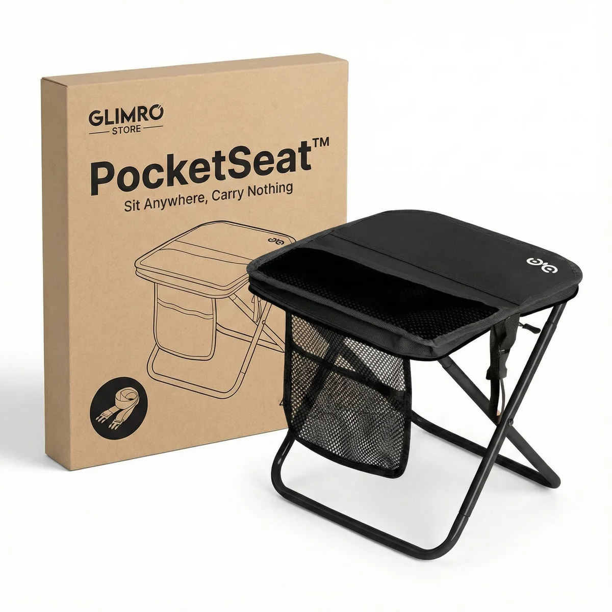 2 in 1 Collapsible Camping Stool & Sling Bag, Ultra Extra Small Light Aluminum Frame, 220LB Load Capacity, Portable Folding Fishing Stool for Outdoor Activities