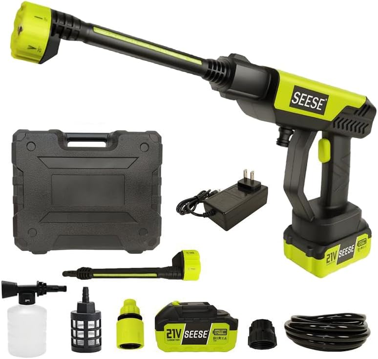 Cordless Pressure Washer Gun: 1200 PSI Portable Electric Washer for Vehicle, Driveway & Deck - Ergonomic Handle Design with 30min Runtime & 6-in-1 Nozzle