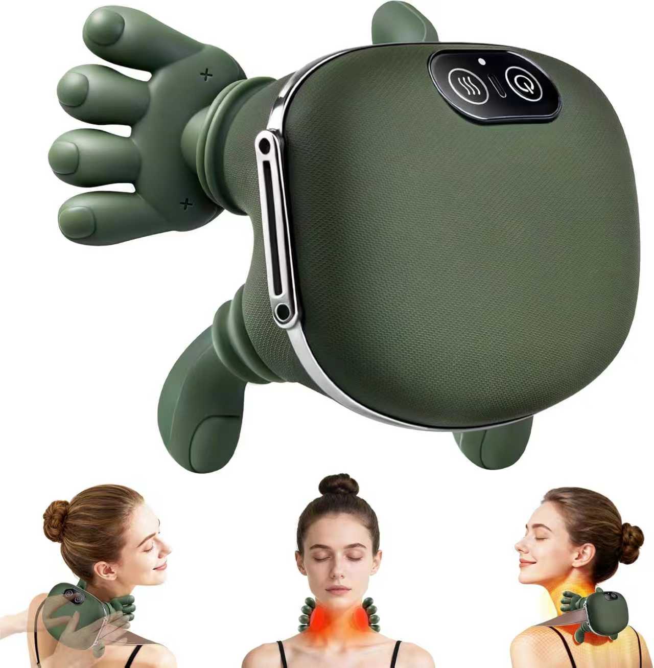 Masajeador de cuello con tecnología de dedos, masaje en 4D que simula un masaje real con la palma de la mano para brindar comodidad y relajar la tensión muscular.